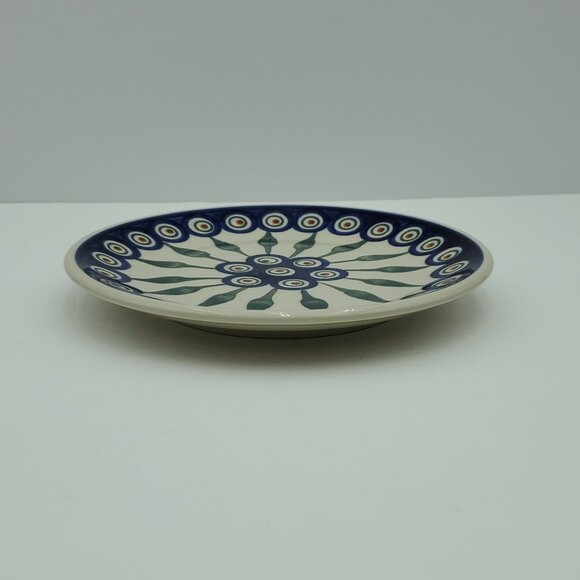 Polish Pottery Peacock Leaves Dessert Plate Peacock Salad Plate - Picture 4 of 5